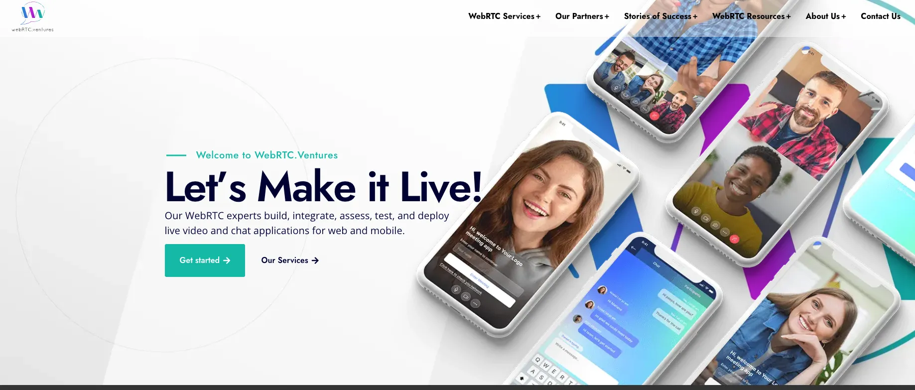 A screenshot of https://webrtc.ventures/